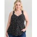 Polka Dot Print Gathered Bodice Tank Top