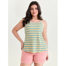 Cotton Stretchy Striped Print Tank Top