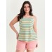 Cotton Stretchy Striped Print Tank Top