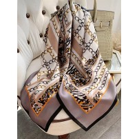 Chain Pattern Silk Square Scarf 88x88cm
