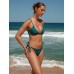 Dark Green Jacquard Tie Bikini Bottom