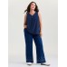 Stretchy V-Neck Pleated Tank Top