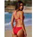 Red Twist Backless Bikini Top