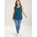 Heather Plicated Detail Square Neck Tank Top