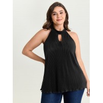 Halter Neck Cut-Out Draped Tank Top