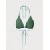 Dark Green Jacquard Halter Bikini Top
