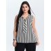 Striped Ribbon Neckline Tank Top