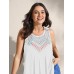Embroidered Neckline Pleated Front Panel Tank Top
