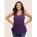 Heather Plicated Detail Square Neck Tank Top