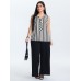 Striped Ribbon Neckline Tank Top