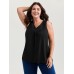 Stretchy V-Neck Pleated Tank Top