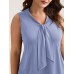 Knotted Neckline Fitted Sleeveless Blouse Knotted Neckline Fitted Sleeveless Blouse