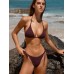 Dark Coffee Textured Tie Bikini Bottom Dark Coffee Textured Tie Bikini Bottom