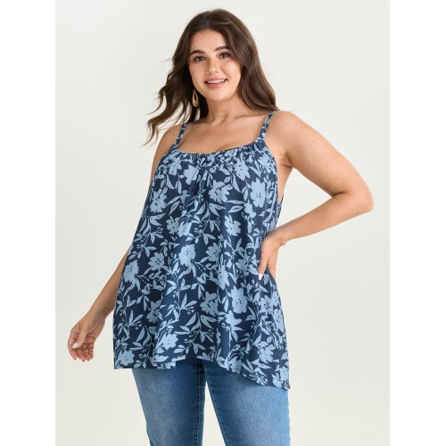 Fresh Floral Pleated Tank Top