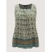 Floral Print Pleated Neckline Tank Top