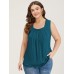 Heather Plicated Detail Square Neck Tank Top