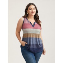 Multi-Color Stripes Off-Sleeves Vest