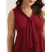 Knotted Neckline Fitted Sleeveless Blouse Knotted Neckline Fitted Sleeveless Blouse