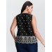 Cotton Monochrome Floral Embroidered Tank Top