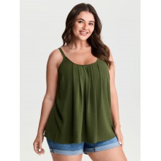Pleated Flowy Plain Tank Top