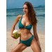 Dark Green Jacquard U-Ring Cross Back Bikini Top Dark Green Jacquard U-Ring Cross Back Bikini Top