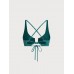 Dark Green Jacquard U-Ring Cross Back Bikini Top Dark Green Jacquard U-Ring Cross Back Bikini Top
