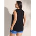 Embroidered Neckline Pleated Front Panel Tank Top