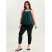 Textured Stretchy Hem Pleated Tank Top