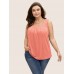 Heather Plicated Detail Square Neck Tank Top