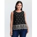 Cotton Monochrome Floral Embroidered Tank Top