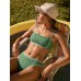 Dark Green Jacquard X Cross Bikini Top