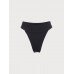Black Ribbed High Cut Wide Waistband Bikini Bottom Black Ribbed High Cut Wide Waistband Bikini Bottom