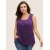 Heather Plicated Detail Square Neck Tank Top