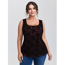 Floral Lace Scoop Neck Tank Top