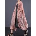 DIY light orange cotton clothes Women side open Maxi summer coats